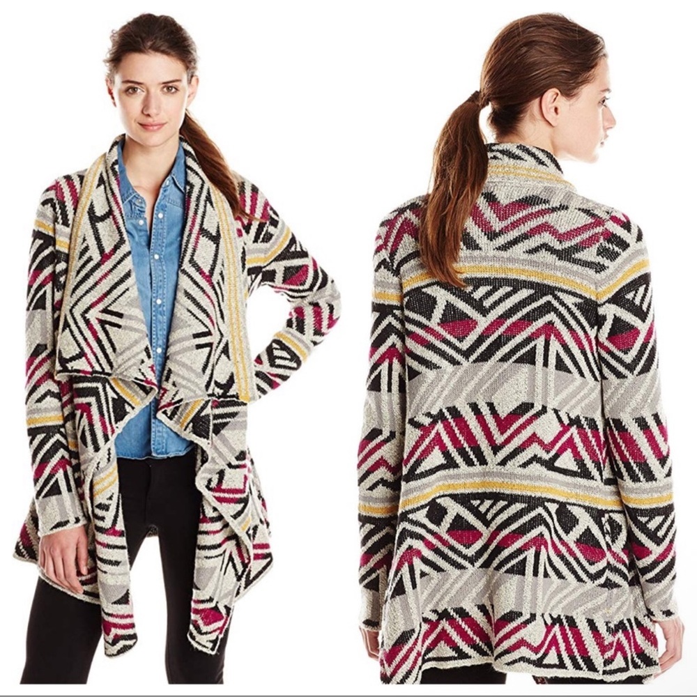 LUCKY BRAND Intarsia Cozy Wrap Open Front Cardigan Southwestern Sweater Size S - Picture 14 of 14